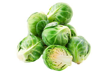 Fototapeta premium Fresh Brussels sprouts isolated a white background.