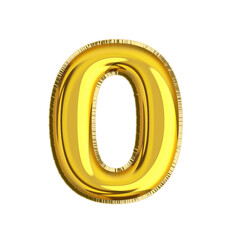 Golden Foil Balloon Number 0