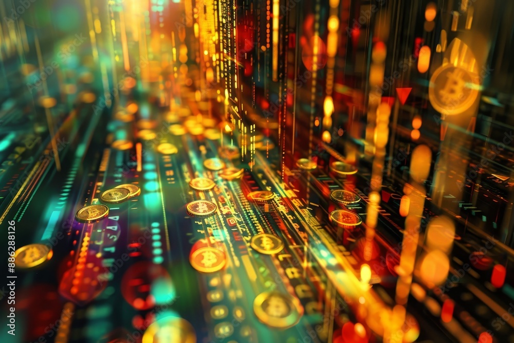 Poster computer screen displaying numerous buttons, create a visual representation of the growing popularit