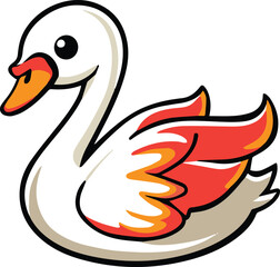 A charming vector art illustration of a cartoon Swan bird isolated on white background.