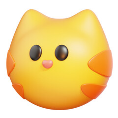 Cat face emoji. Cat emotion cartoon icon. Animal emoticon. 3D illustration