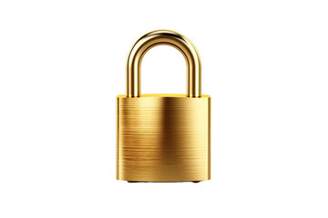Naklejka premium A Golden Padlock Stands Firm Against a White Background on a White or Clear Surface PNG Transparent Background.