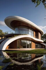 Concept of design eco future house, modern abstract, green architecture