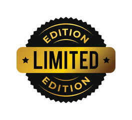 Limited edition. Black and gold Vector circle round label. for icon, logo, label, insigna, seal, tag, sign, seal, symbol, badge, stamp, sticker, emblem, banner, design