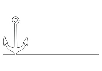 Anchor continuous one line drawing vector illustration. Premium vector