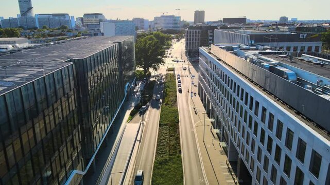 European city in the center architecture from above drone aerial photography Wroclaw Poland