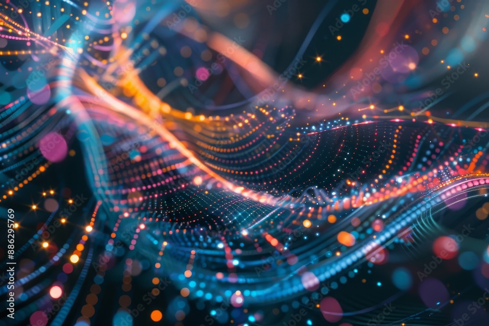 Poster Computer-generated representation of a wave of light moving in abstract patterns, Create an abstract representation of billowing smoke