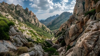 View of Gola di Gorropu (Gorropu Canyon), Supramonte mountains landscape, Sardinia island, Italy
