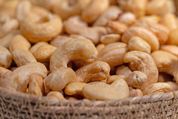 Cashewkerne in einer Nahaufnahme