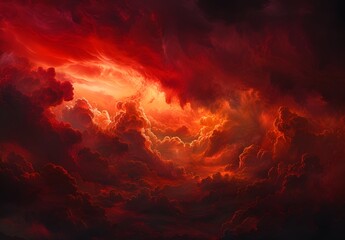 Epic Fantasy Red Sky Cloudscape