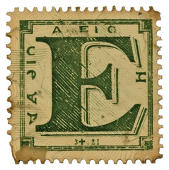 Fototapeta premium PNG Vintage alphabet E postage stamp.