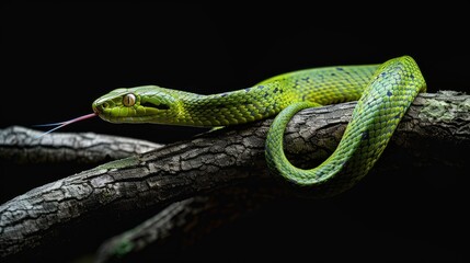 Fototapeta premium Green Tree Viper on a Branch