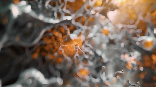 3D reconstruction of desmosomes in neural cells revealing their integral role in cell signaling and synaptic transmission.
