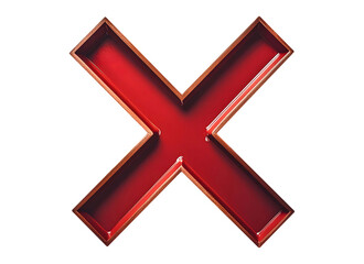 Fototapeta premium Shiny Red X Sign on Black Surface
