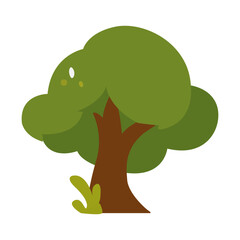 Green leaf tree vector illustration with cartoon concept isolated white background