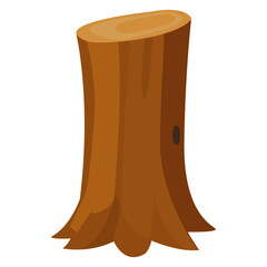 vector illustration of wooden stump object with cartoon design isolated white background