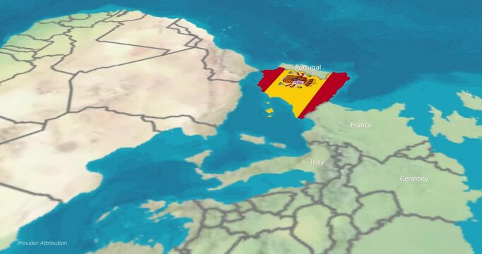 Map of Spain Integrated with Spanish Flag