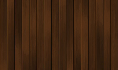 Vector wooden panel horizontal background. Realistic dark brown wood grain texture, natural textured wall, top view of empty wooden floor. Old parquet, textured surface with grunge wood planks.