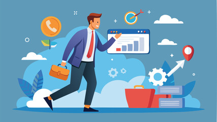 Businessman Optimizing Website URL for Top Search Engine Ranking, Promoting Online Visibility and Communication