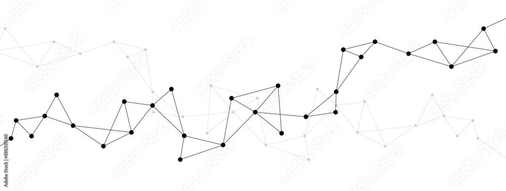 Poster Network polygonal connect lines and dots background template. Technology data transfer server global system graphic vector.