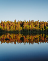 Finnish nature with lake and forest