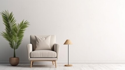 Fototapeta premium Minimalist Living Room with a Touch of Green