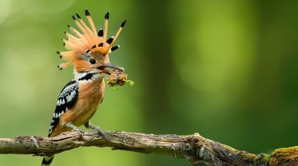 Hoopoe Bird with Prey in its Beak