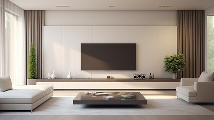 Modern Minimalist Living Room with Subtle Sunlight
