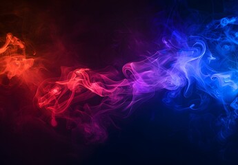Abstract Red Blue Smoke Fumes Dark Background