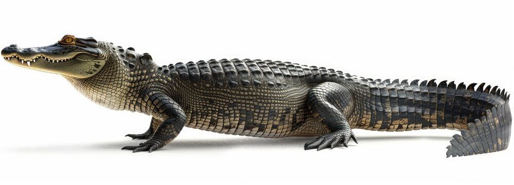 American Alligator on White Background