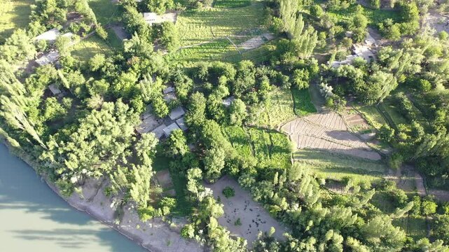 Buetiful Skardu Green Forest and House