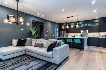 modern living room with fireplace