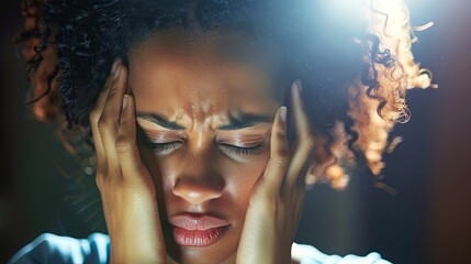 Woman with headache and migraine