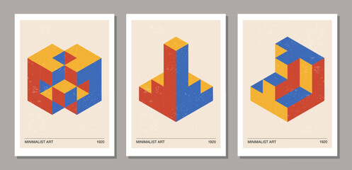Set of minimal 20s geometric design posters