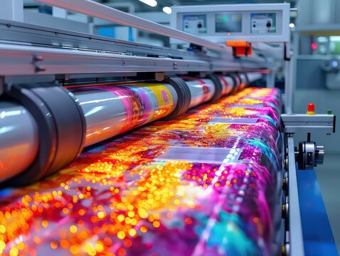 flexographic printing methods, commonly used for packaging materials, illustrating the printing plate preparation, ink transfer, and substrate handling.
