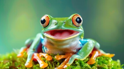 Close-Up Portrait of a Vibrant Red-Eyed Tree Frog