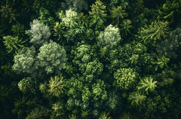 Fototapeta premium Aerial View Lush Green Forest Canopy