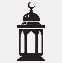 Ramadan lanterns silhouette simple and clean flat-line art lamps on a white background