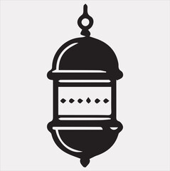 Ramadan lanterns silhouette simple and clean flat-line art lamps on a white background