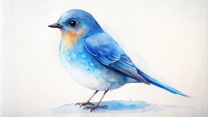 Minimalistic watercolor painting of a blue bird , Blue, bird, watercolor, painting, minimalistic, art, design, nature