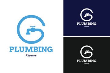 Plumbing logo design vector illustration template idea