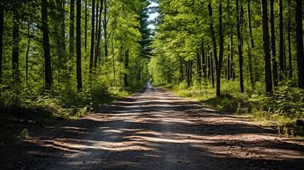 Obraz premium Sunlight Symphony: A Lush Forest Bathed in Golden Light