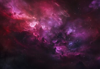 Fototapeta premium Cosmic Nebula with Red and Purple Hues