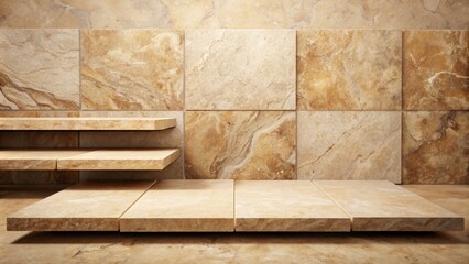 rendering of beige stone slabs used as a backdrop for product presentation
