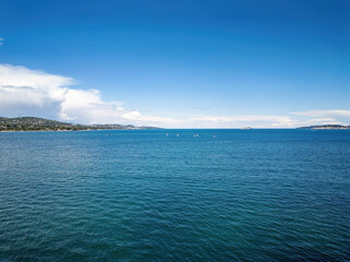 Cruise ship in the bay of Saint Tropez on the Cote d'Azur, France