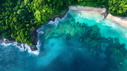 Aerial View of Stunning Coastal Landscape with Turquoise Waters