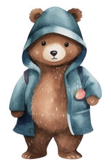 PNG Bear fashion coat toy white background.