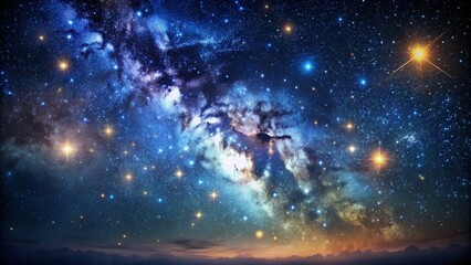 Obraz premium Abstract background featuring a dark starry sky , stars, space, galaxy, night, astronomy, celestial, universe, background