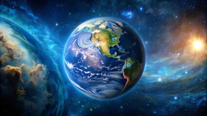 of Earth as a small speck against a vast cosmic backdrop, highlighting the importance of environmental conservation