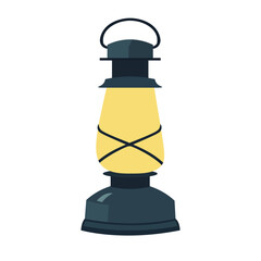 Retro kerosene lamp vector illustration, vintage old lantern clip art, antique bushcraft lamp, camping lantern image, outdoor oil lamp clipart © logomimi